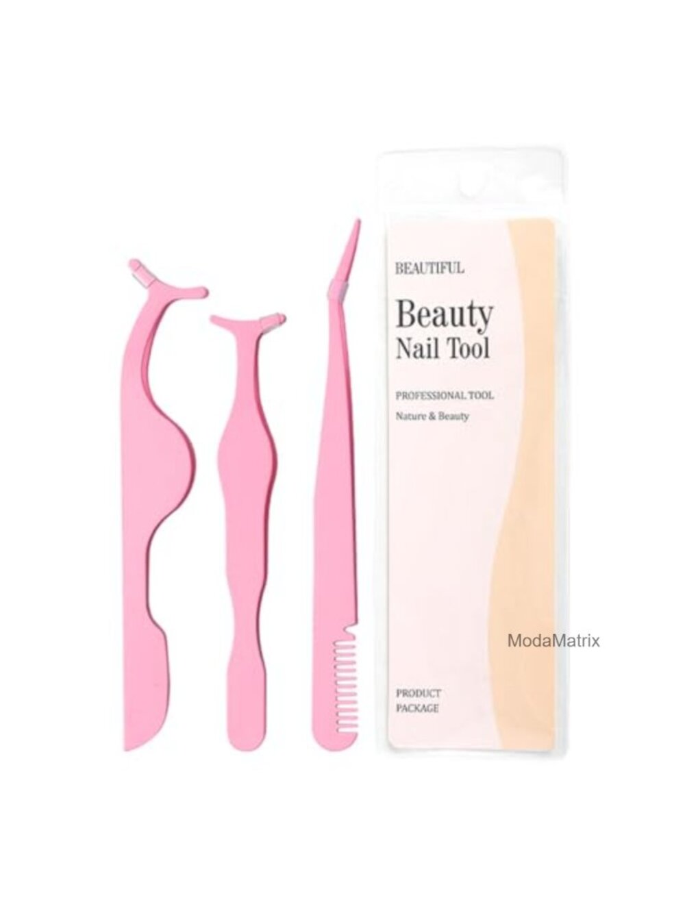 3-in-1 Stainless Steel Eyelash Tweezers Set Lash Applicator Beauty Kit